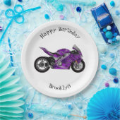 紫のスポーツバイクの漫画 ペーパープレート (パーティー)