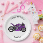 紫のスポーツバイクの漫画 ペーパープレート (パーティー)