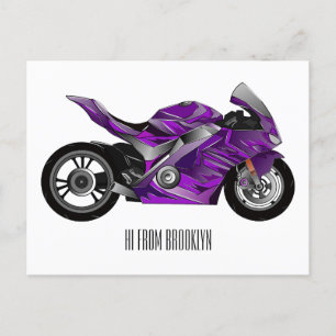 紫のスポーツバイクの漫画 ポストカード