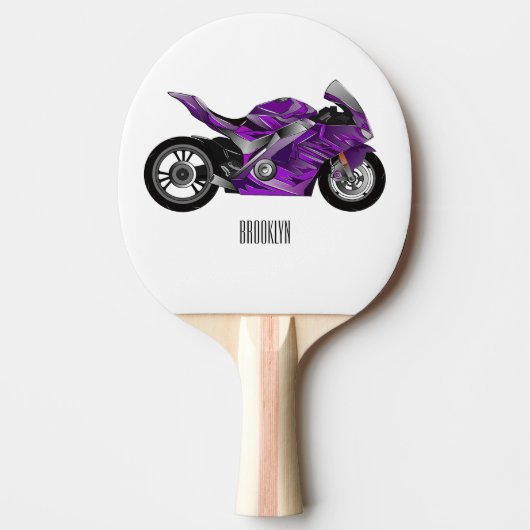 紫のスポーツバイクの漫画 卓球ラケット (正面)