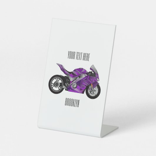 紫のスポーツバイクの漫画 台座サイン (正面)