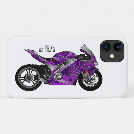 紫のスポーツバイクの漫画 Case-Mate iPhoneケース (裏面(横))