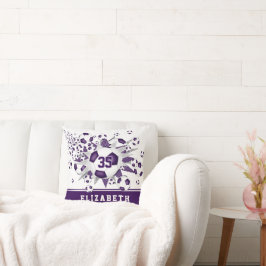 紫のスポーツルームガールズサッカーボール クッション