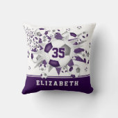 紫のスポーツルームガールズサッカーボール クッション (裏面)