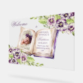 紫のスミレのアーチ写真ユニーク洗礼 アクリルサイン (傾斜)