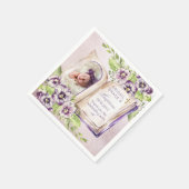 紫のスミレのアーチ写真ユニーク洗礼 スタンダードカクテルナプキン (角)