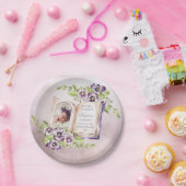 紫のスミレのアーチ写真ユニーク洗礼 ペーパープレート (パーティー)