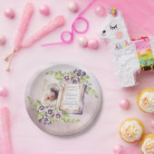 紫のスミレのアーチ写真ユニーク洗礼 ペーパープレート (パーティー)