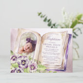 紫のスミレのアーチ写真ユニーク洗礼 招待状 (スタンド正面)