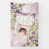 紫のスミレのアーチ写真ユニーク洗礼 横断幕 (縦)