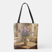 紫のスミレのインパスト花瓶 トートバッグ (裏面)