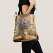 紫のスミレのインパスト花瓶 トートバッグ (クローズアップ)