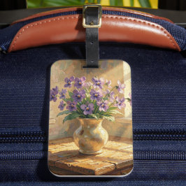 紫のスミレのインパスト花瓶 ラゲッジタグ