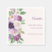 紫のスミレのピンクの花 誕生日 スタンダードカクテルナプキン (正面)