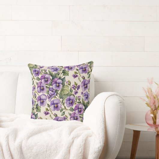 紫のスミレを白に クッション (ソファ)