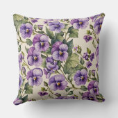 紫のスミレを白に クッション (裏面)