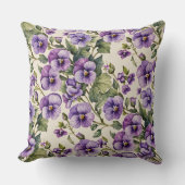 紫のスミレを白に クッション (正面)