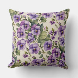 紫のスミレを白に クッション