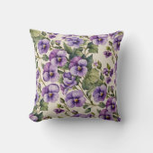 紫のスミレを白に クッション (正面)
