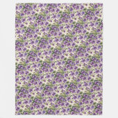 紫のスミレを白に フリースブランケット (正面)