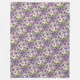 紫のスミレを白に フリースブランケット