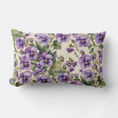 紫のスミレを白に ランバークッション (正面)