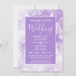 紫のスモーキー大理結婚石蝶 招待状