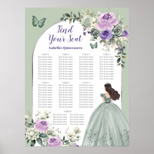 紫のセージ緑のクインセアニラのシーティンググラフサイン ポスター (正面)