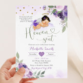 紫のセージ緑の天国ベビーシャワーを送信 招待状