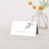 紫のセーモダンジと金ゴールドの水彩葉| プレイスカード (裏面)