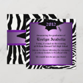 紫のゼブラの卒業発表 招待状 (正面/裏面)