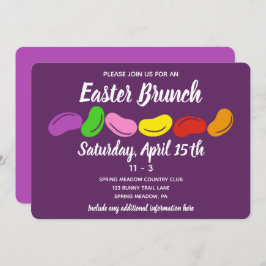 紫のゼリー豆イースターブランチパーティー 招待状