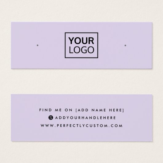 紫のソーシャルメディアのスタッドイヤリングディスプレイカード (正面&裏面)