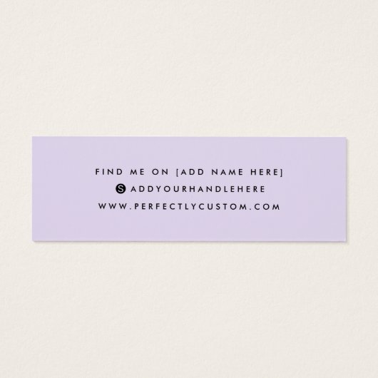 紫のソーシャルメディアのスタッドイヤリングディスプレイカード (裏面)