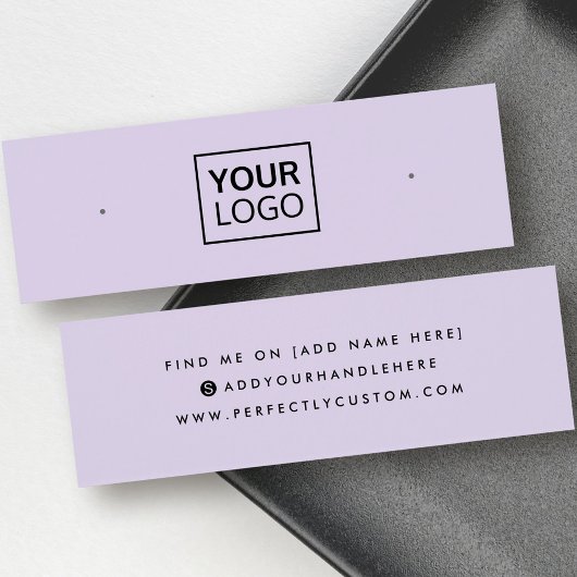 紫のソーシャルメディアのスタッドイヤリングディスプレイカード