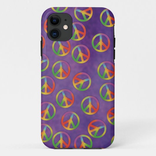 紫のタイ・ダイ・ピースサイン Case-Mate iPhoneケース (裏面)