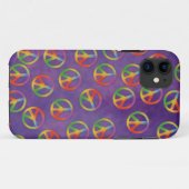 紫のタイ・ダイ・ピースサイン Case-Mate iPhoneケース (裏面(横))