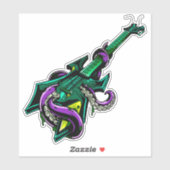 紫のタコの音楽で叩かれたエレキギター シール (シート)