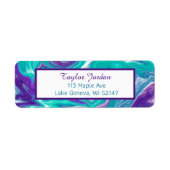 紫のターキオースマーブルフルードアーパーソナライズされたト ラベル (正面)