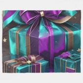 紫のターコイズ包まれた贈り フリースブランケット (正面(横))