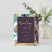 紫のターコイズ金ゴールド瑪瑙の予算結婚式の招待 (スタンド正面)