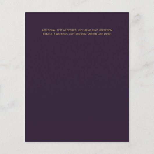 紫のターコイズ金ゴールド瑪瑙の予算結婚式の招待 (裏面)