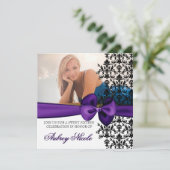 紫のダマスク生地の招待状（アクセント付） 招待状 (スタンド正面)