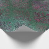 紫のダマスク(色あせた緑) ラッピングペーパー (角)