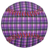 紫のチェック柄のタータン柄 ソフトボール (裏面)