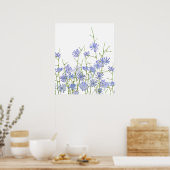紫のチコリの水彩色 ポスター (キッチン)