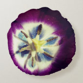 紫のチューリップの花の写真 円形クッション (裏面)
