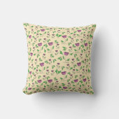 紫のチューリップの花の水彩画 クッション (正面)