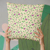紫のチューリップの花の水彩画 クッション