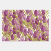 紫のチューリップエレガントの水色 ラッピングペーパーシート (正面)
